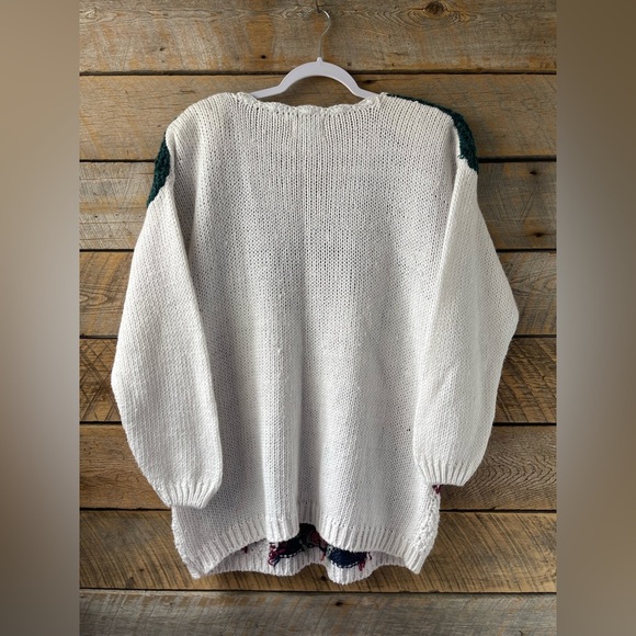 Vtg Shenanigans Sz Medium Hand Knitted Floral Sweater Cottage Grandma 80s 90s - Picture 8 of 14